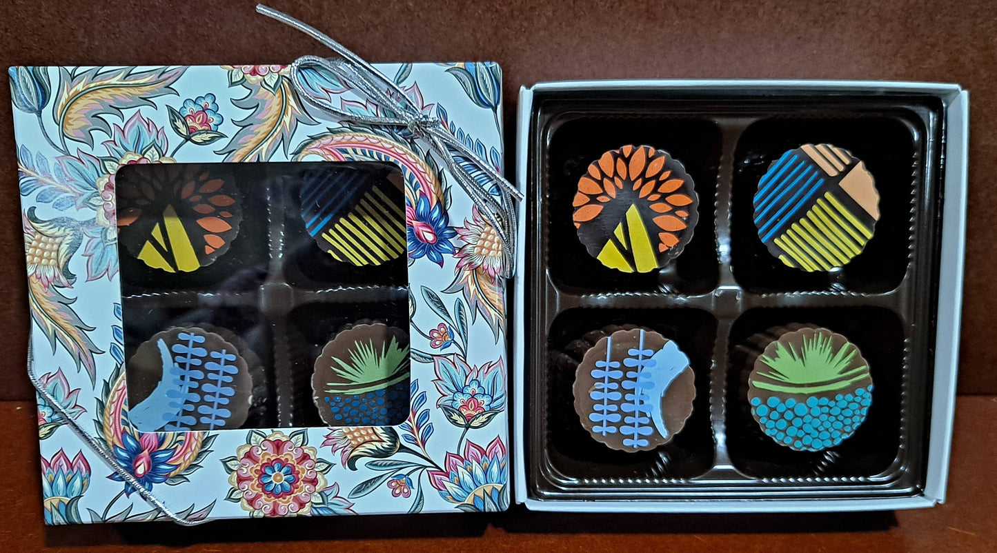 Desert Floral Window 4-Piece Chocolate Truffles Gift Box
