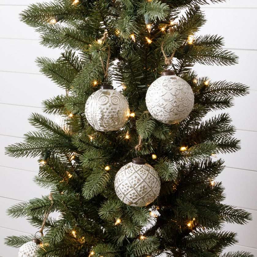 White Glass Ornaments