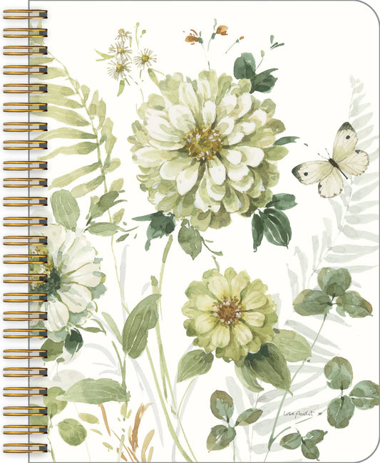 Green Field Floral With Butterfly Medium Notebook