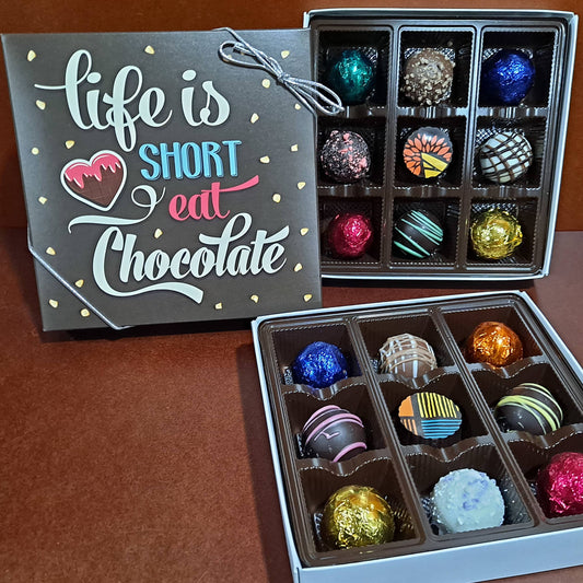 Life Is Short, Eat Chocolate Truffles Gift Box: 9 pieces