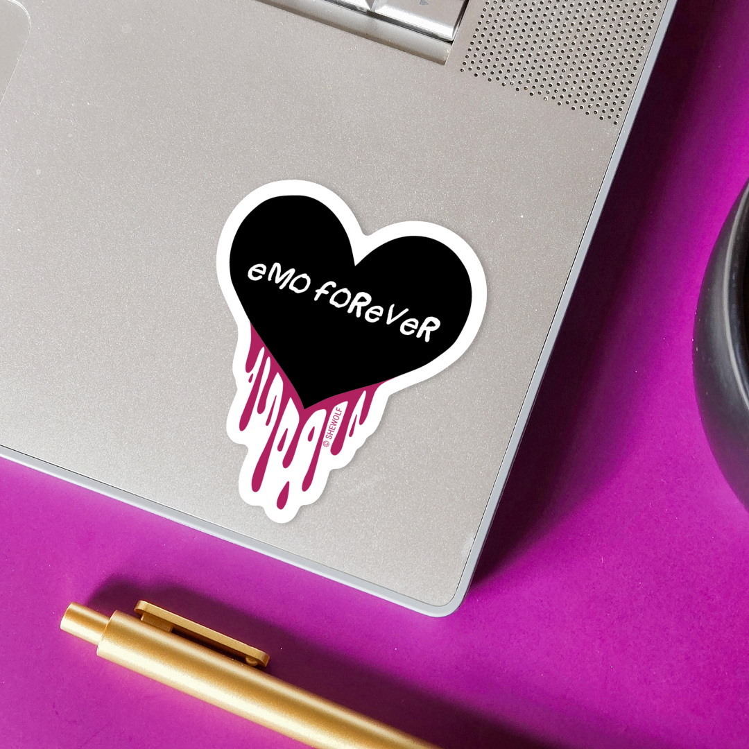Emo Forever Black Drippy Heart Sticker