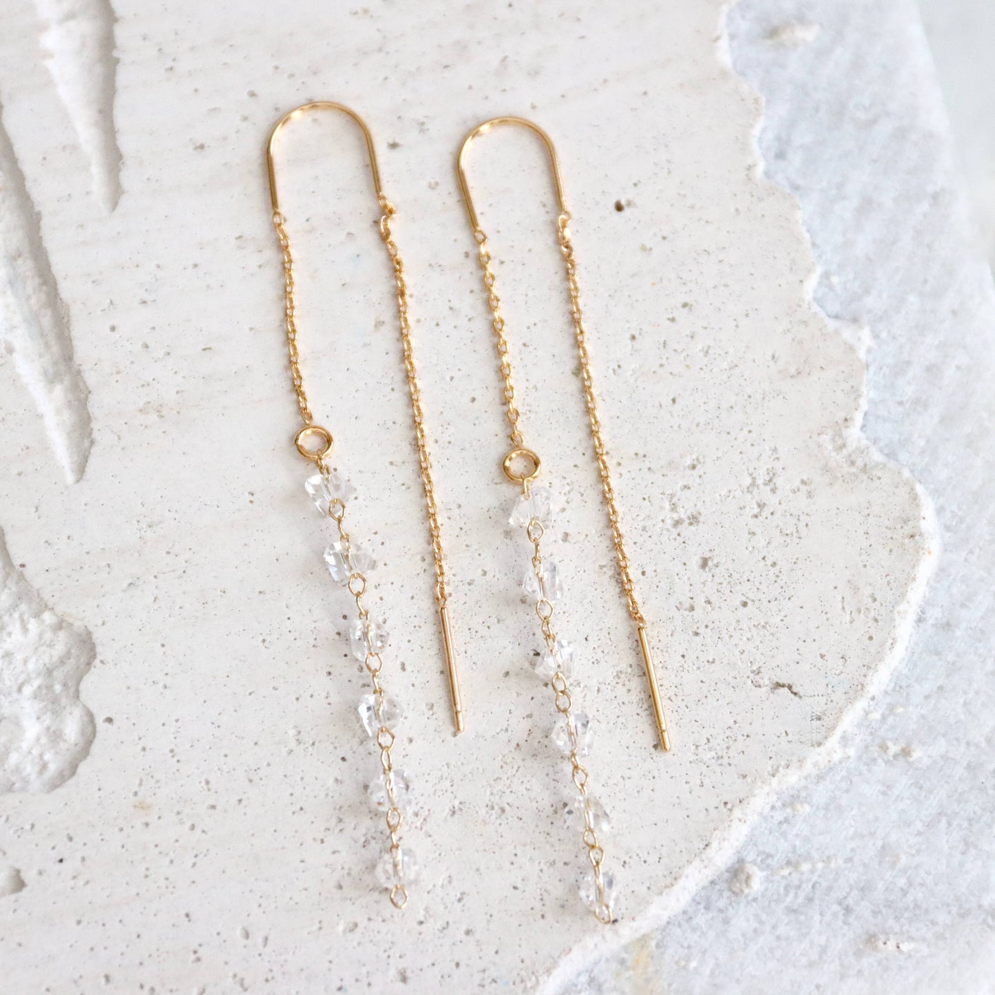 Mesa Blue - Crystal Nugget Chain Threader Earrings