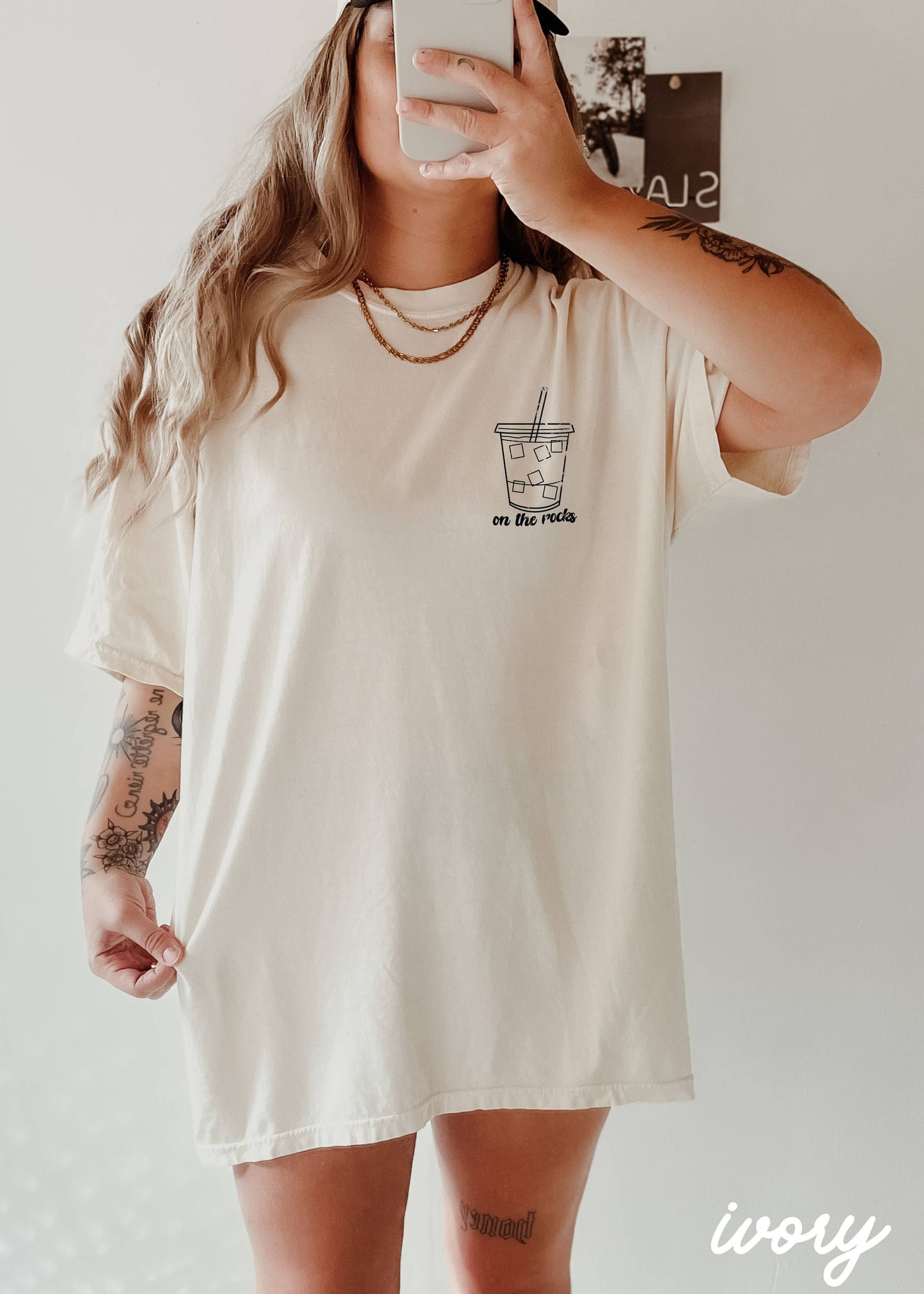 On the Rocks Iced Coffee Tee Light Green