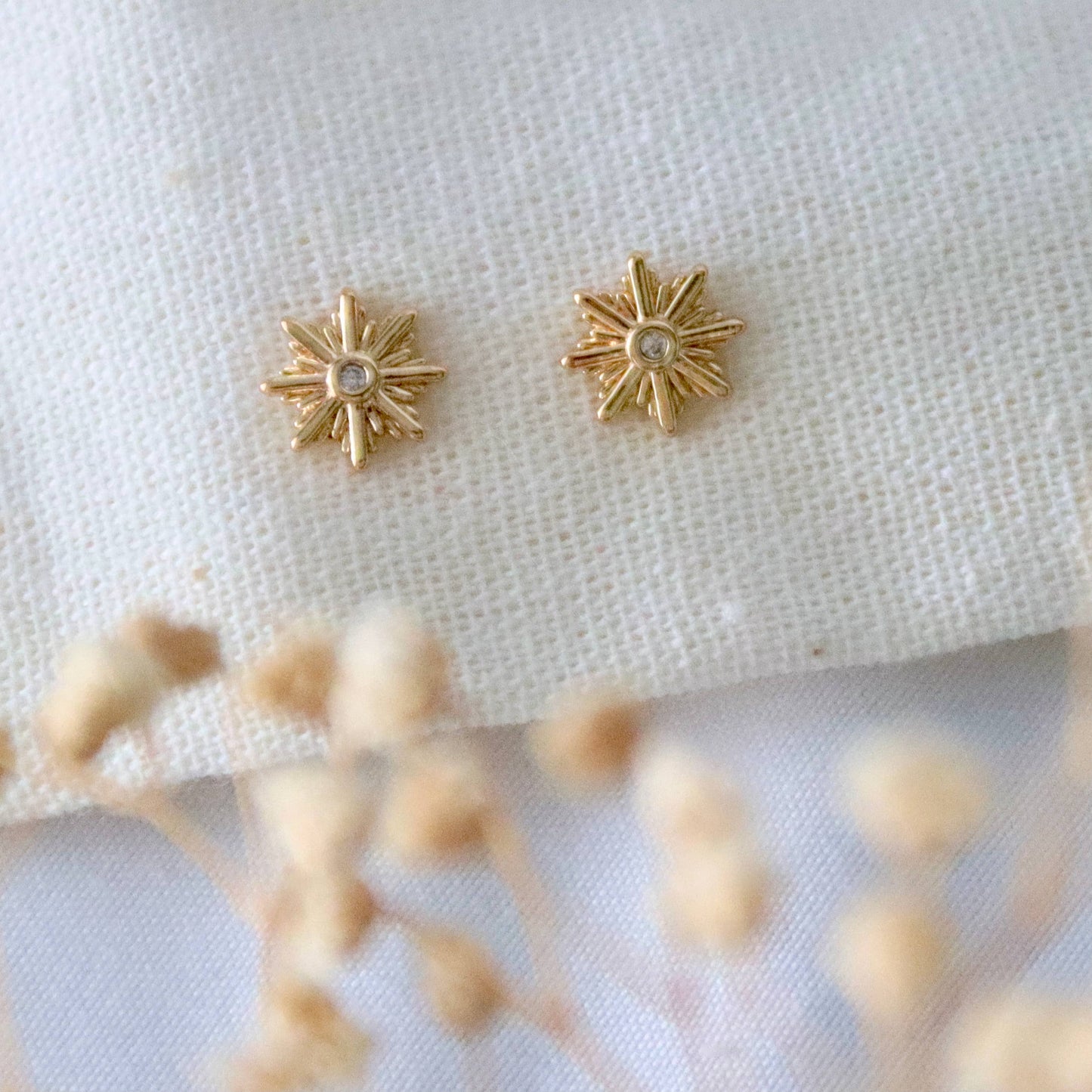 CZ Pave Star Burst Stud Earrings