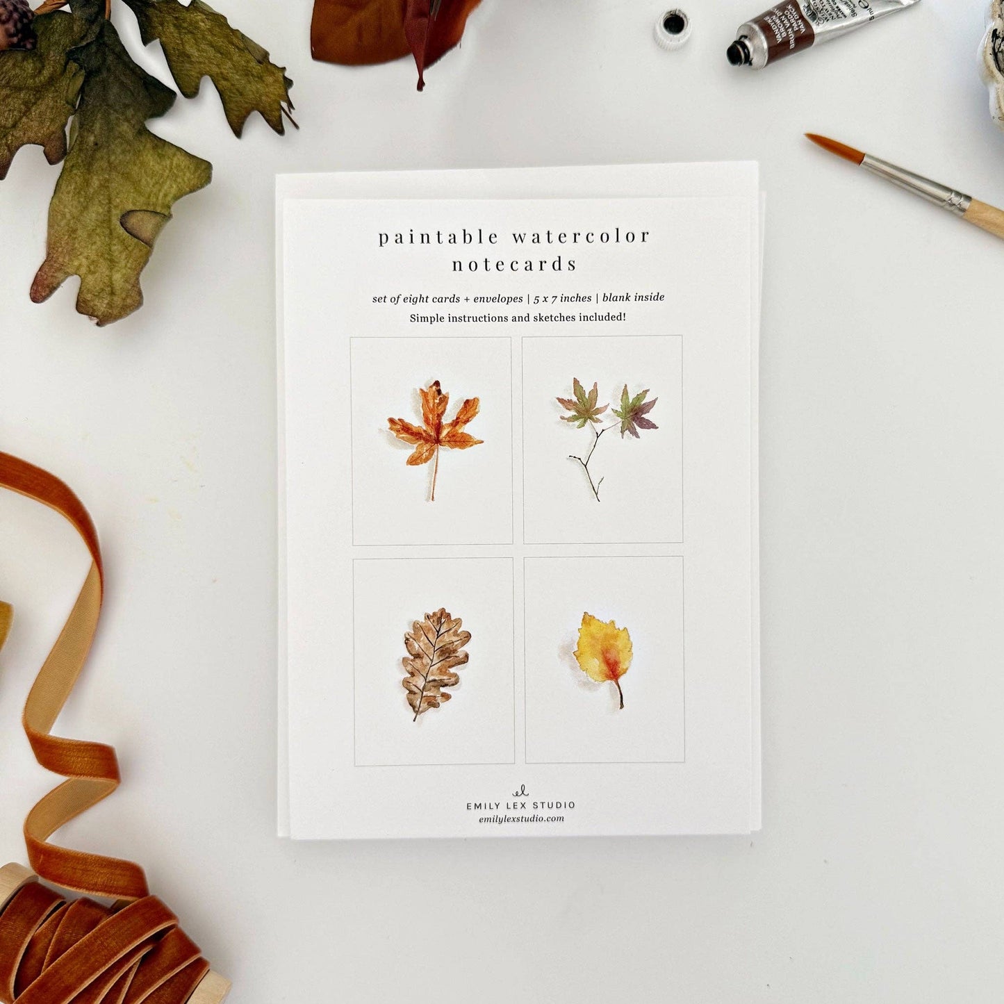 Fall Leaves Paintable Notecards