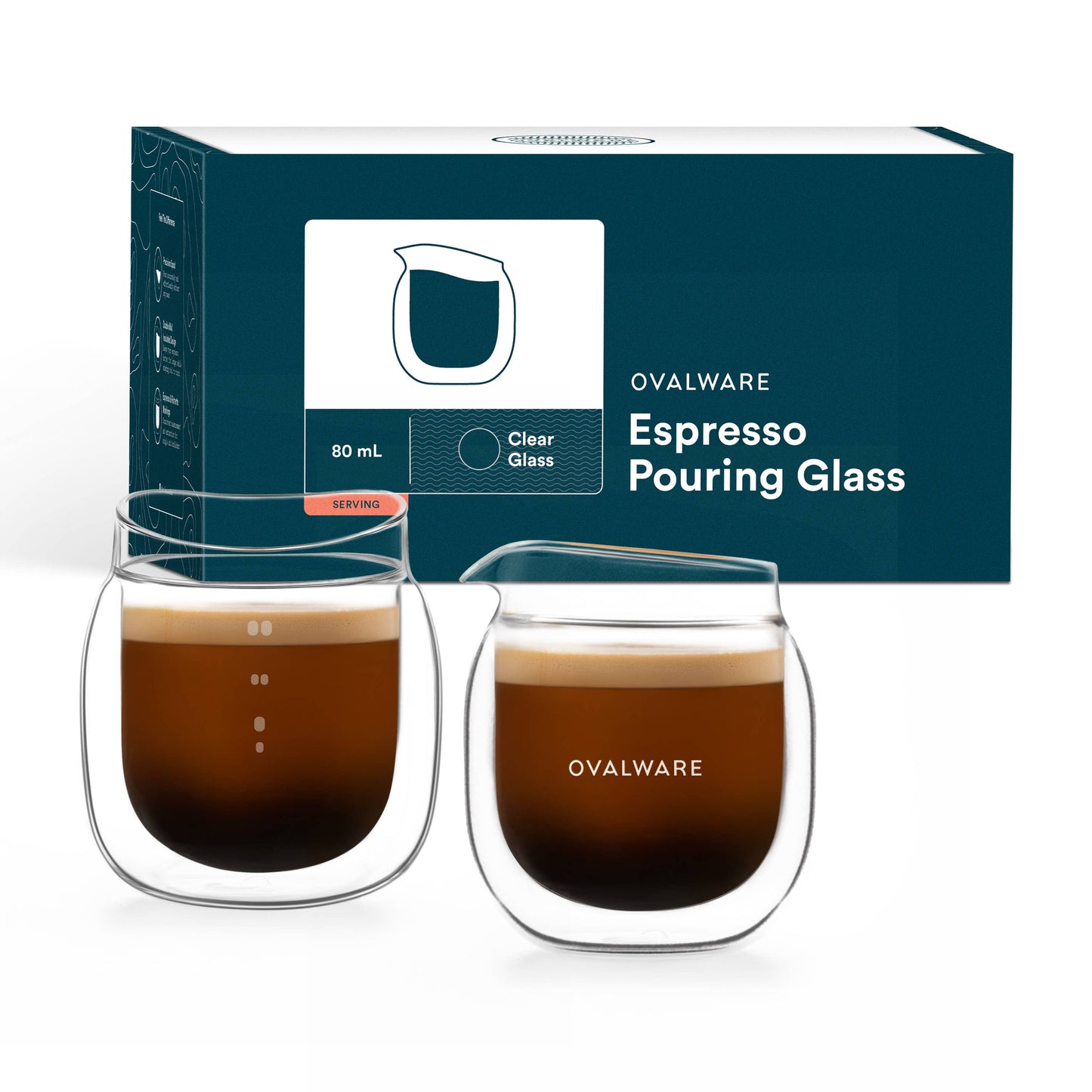 Double Wall Espresso Pouring Glass with Spout - 80ml / 2.7oz
