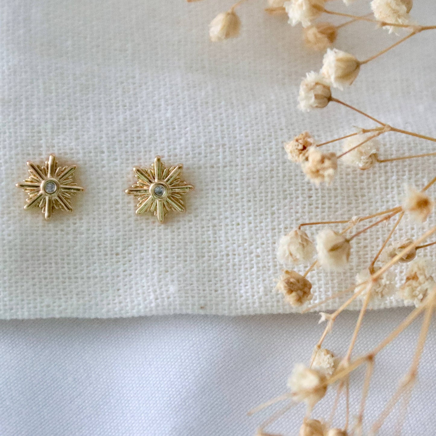 CZ Pave Star Burst Stud Earrings