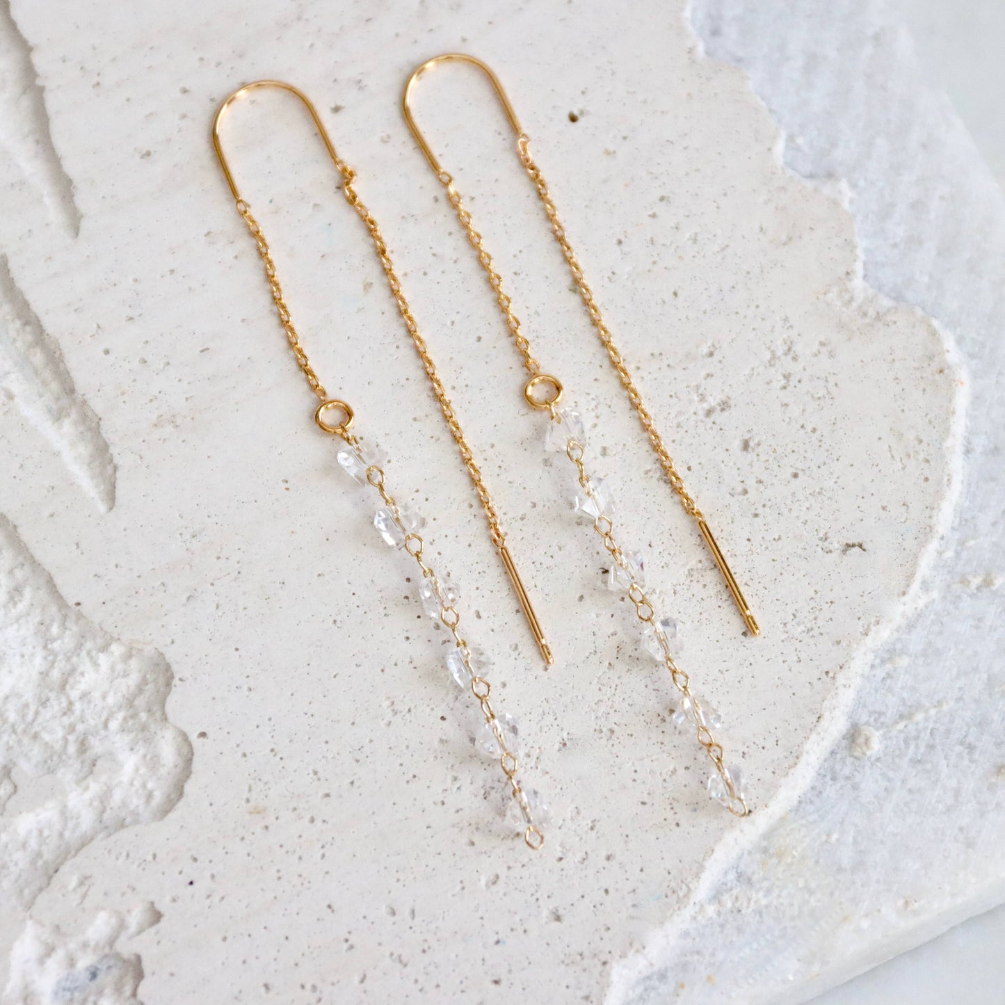 Mesa Blue - Crystal Nugget Chain Threader Earrings