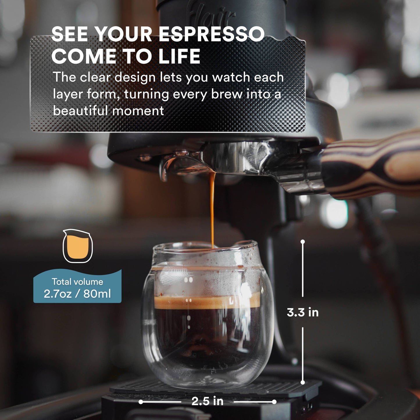 Double Wall Espresso Pouring Glass with Spout - 80ml / 2.7oz