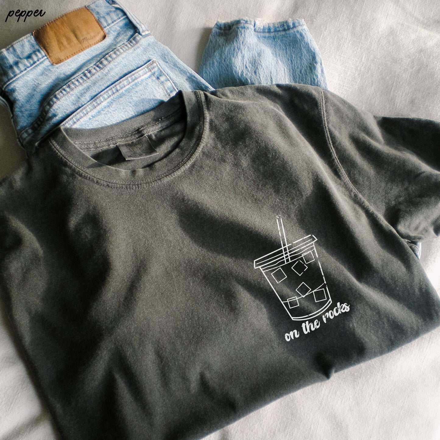 On the Rocks Iced Coffee Tee Light Green