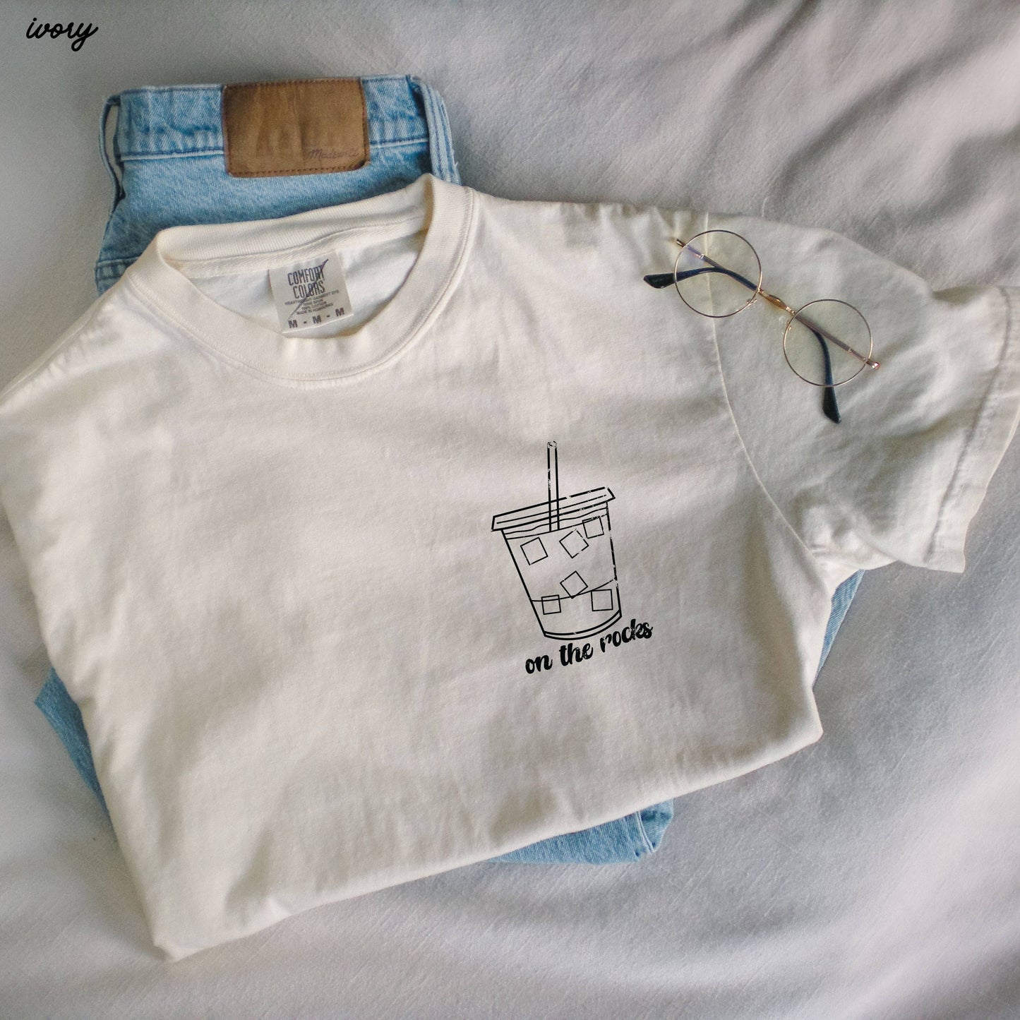 On the Rocks Iced Coffee Tee Light Green