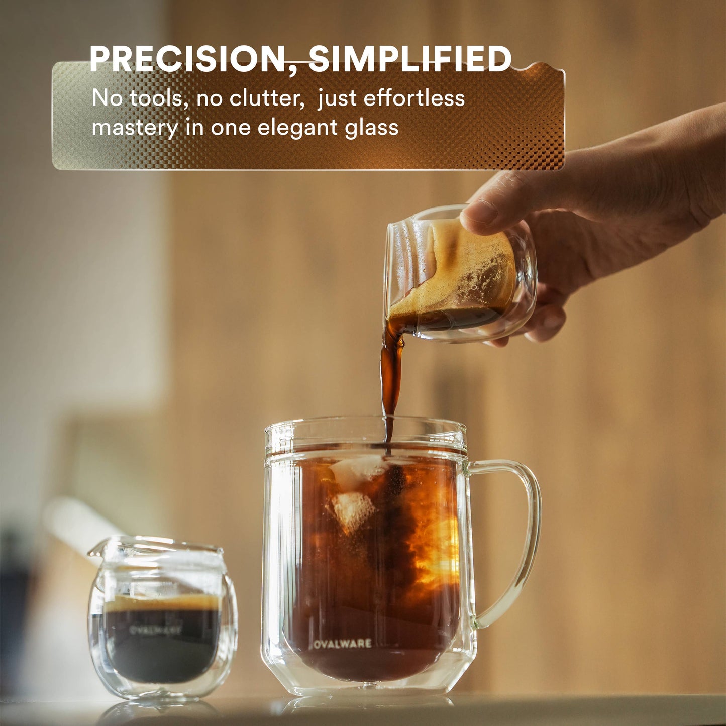 Double Wall Espresso Pouring Glass with Spout - 80ml / 2.7oz