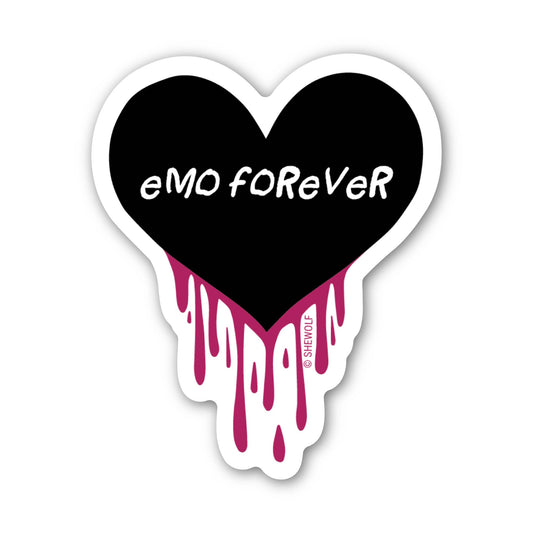 Emo Forever Black Drippy Heart Sticker