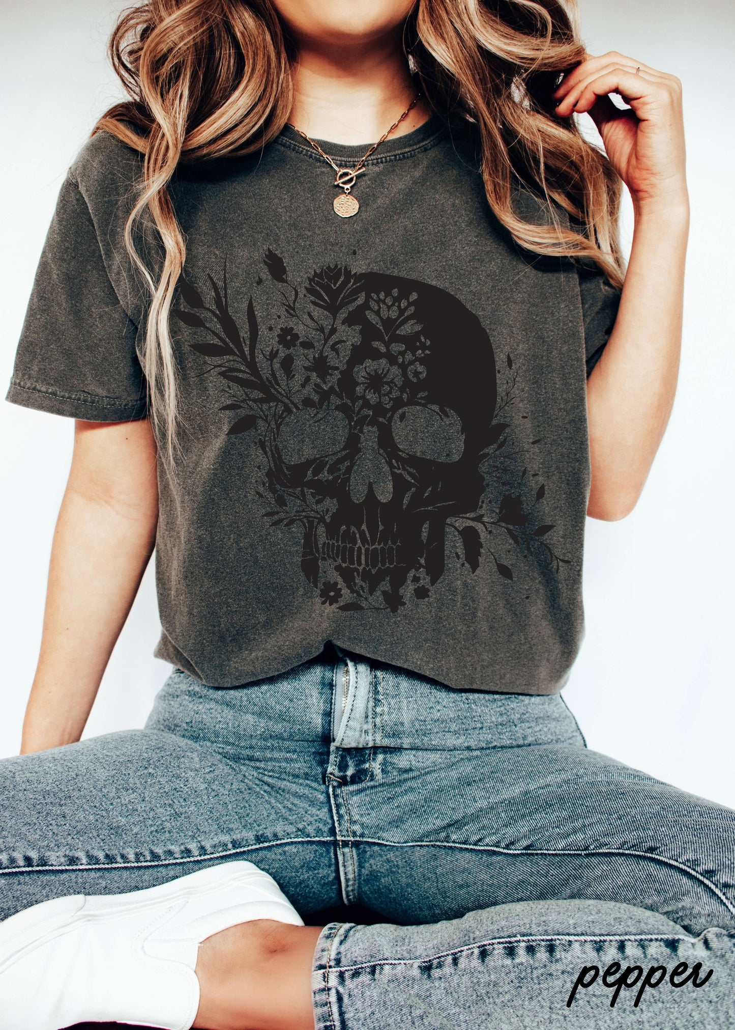 Floral Skull Tee Pepper