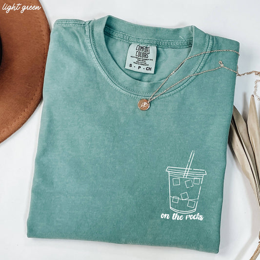 On the Rocks Iced Coffee Tee Light Green