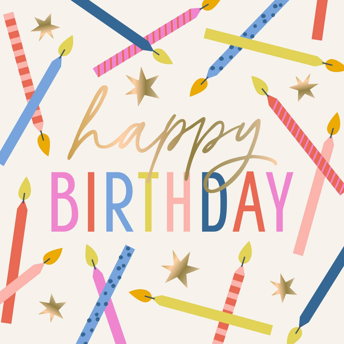 Fun Cocktail Napkins-Happy Birthday Candles Foil