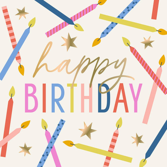 Fun Cocktail Napkins-Happy Birthday Candles Foil