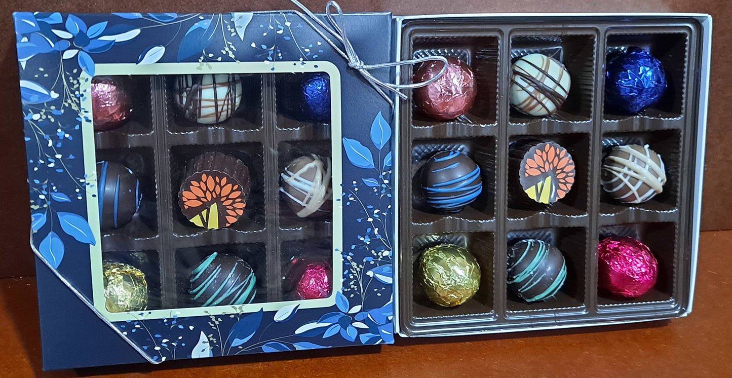 Fall Floral Window Chocolate Truffles Gift Box: 9 pieces