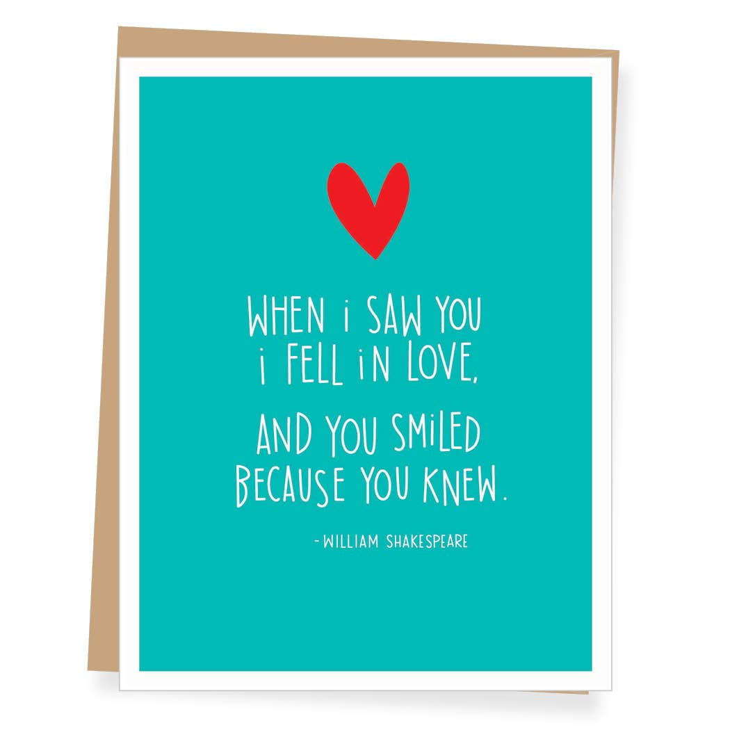When I Saw You William Shakespeare Quote Love/Anniversary Card