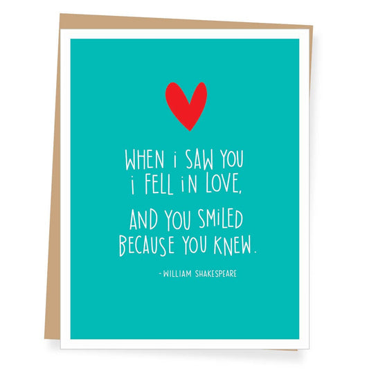 When I Saw You William Shakespeare Quote Love/Anniversary Card