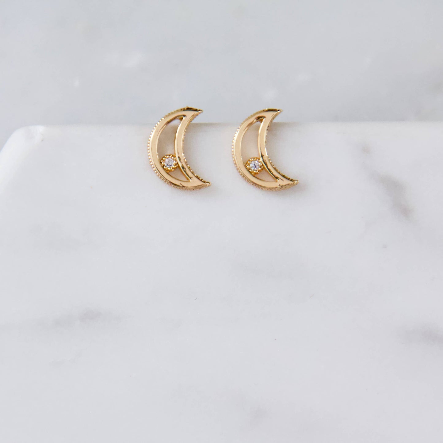 Zircon Moon Earrings