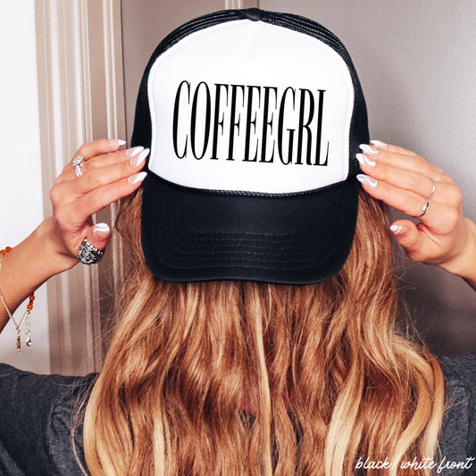 CoffeeGrl Trucker Hat Black/White Front