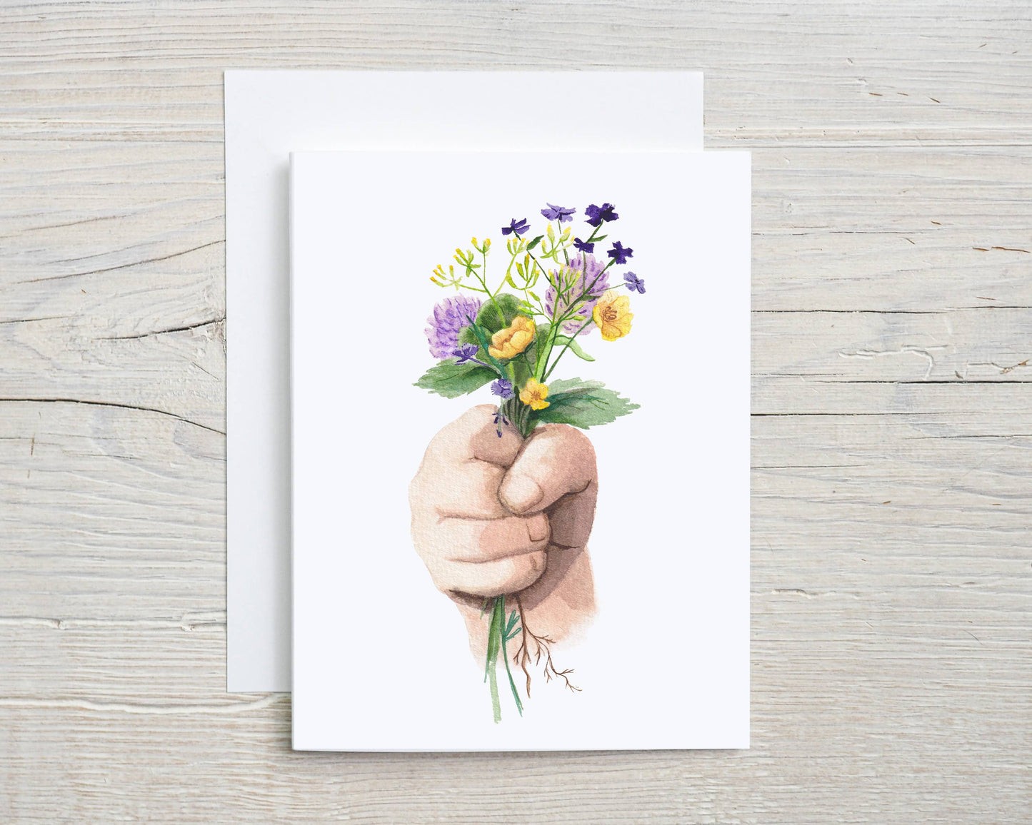 Liz PMother's Day hand watercolor floral card, Fist of Treasure