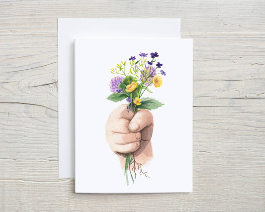Liz PMother's Day hand watercolor floral card, Fist of Treasure