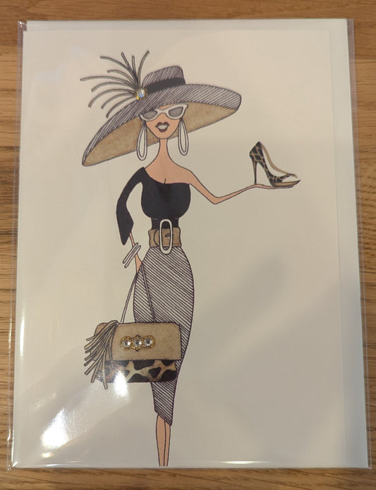 Lady in Hat with Shoe Card